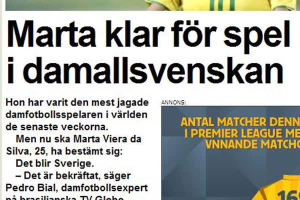 Nye rygter sender Marta da Silva til Sverige