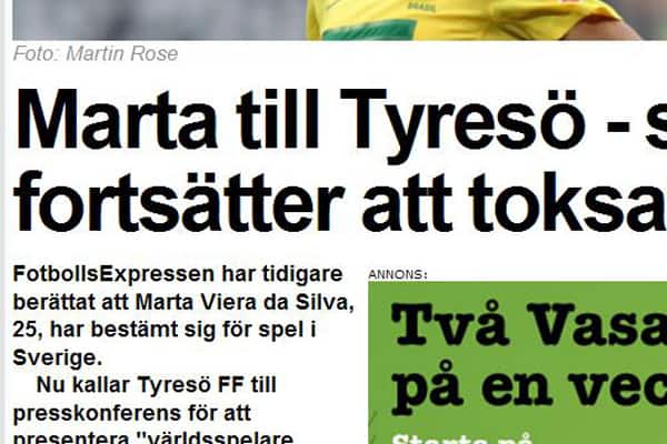 Marta rygtes til Tyresö – klubben holder pressekonference kl. 15
